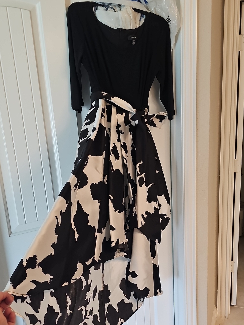 R&M Richards Black and White High-Low Dress